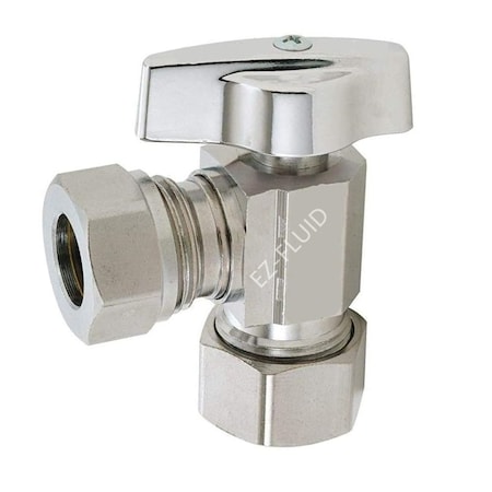 Ez-Fluid 5/8inOD CompX7/16inor1/2in FIP Slip Joint 1/4 Turn Angle Stop, Square Body EZAS716